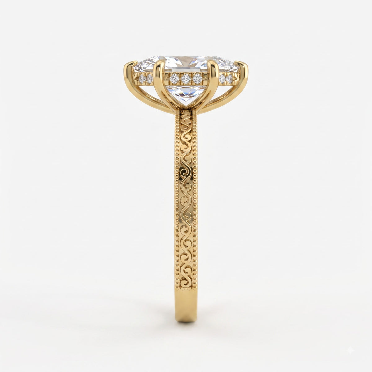 Valencia Vintage Dutch Marquise Diamond Hidden Halo Ring