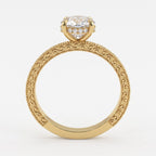 Vintage Inspired Regal Bloom Round Diamond Hidden Halo Ring