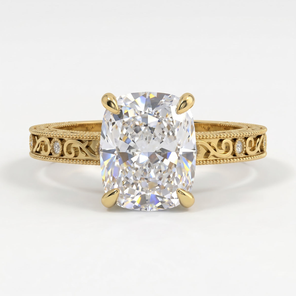 The Royal Radiance Cushion-Cut Diamond Vintage Ring
