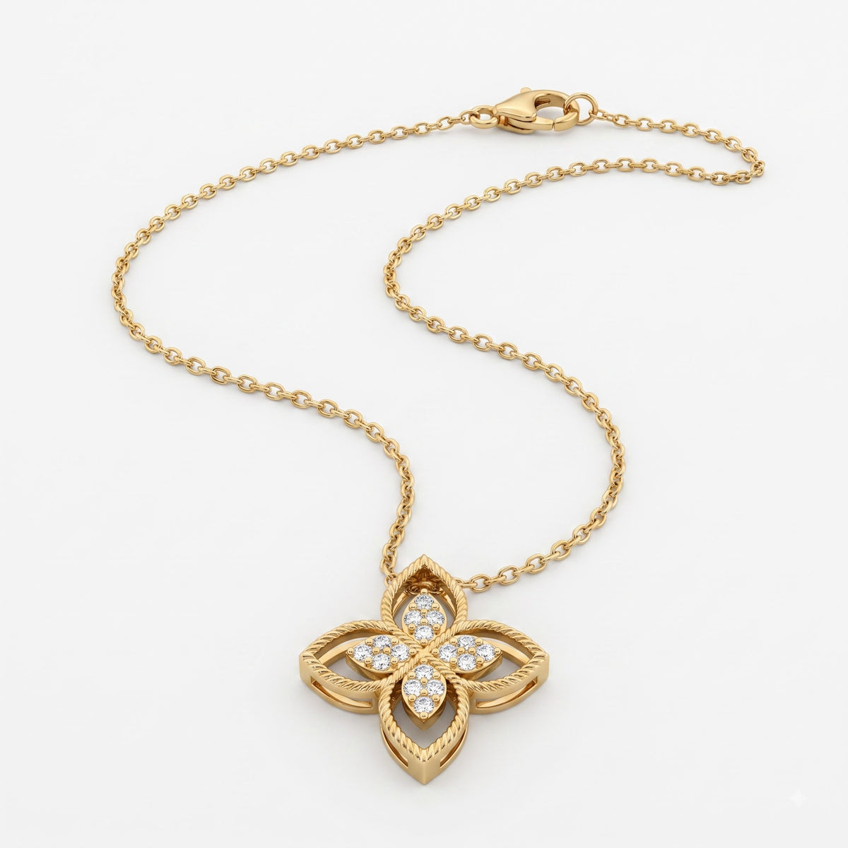 Celestia Bloom Round Diamond Floral Pendant Necklace