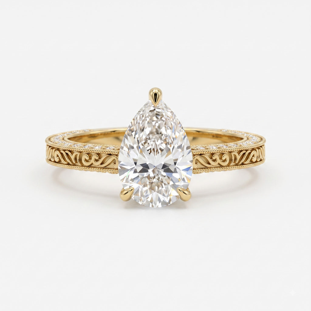The Aurelia Pear Diamond Hidden Halo Ring