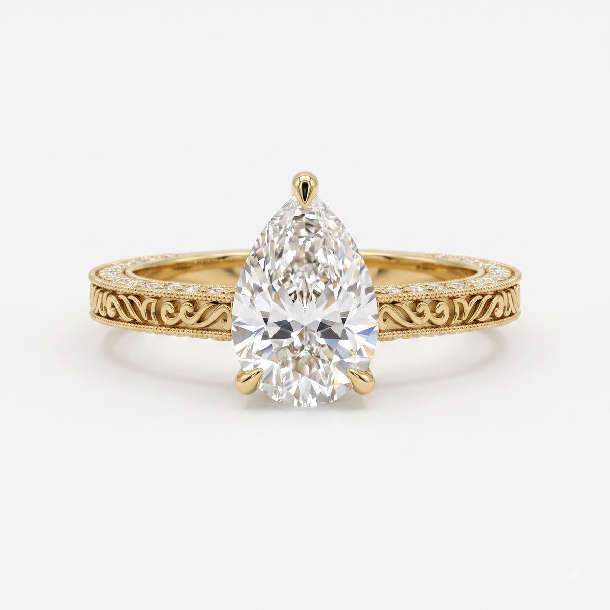 The Aurelia Pear Diamond Hidden Halo Ring