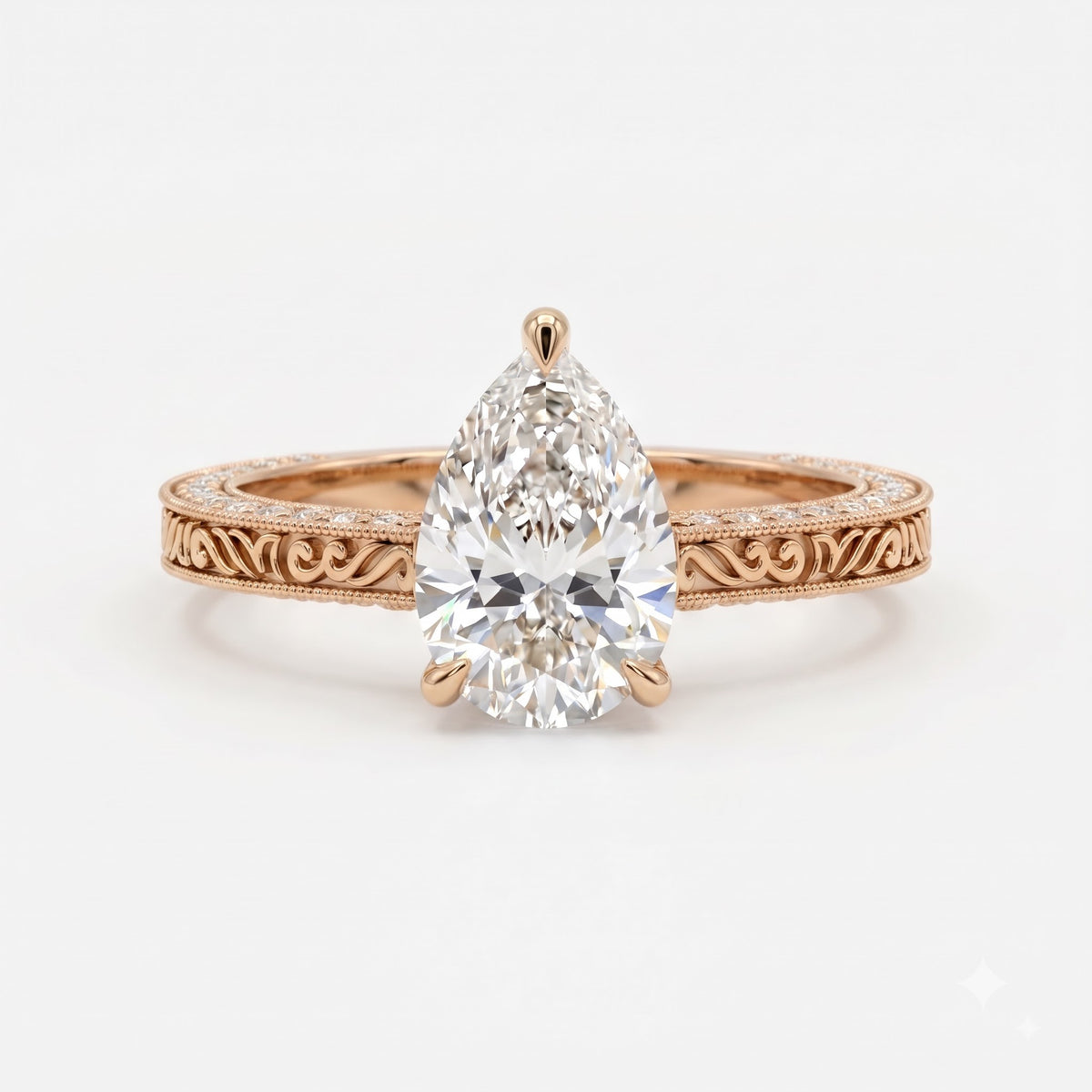 The Aurelia Pear Diamond Hidden Halo Ring