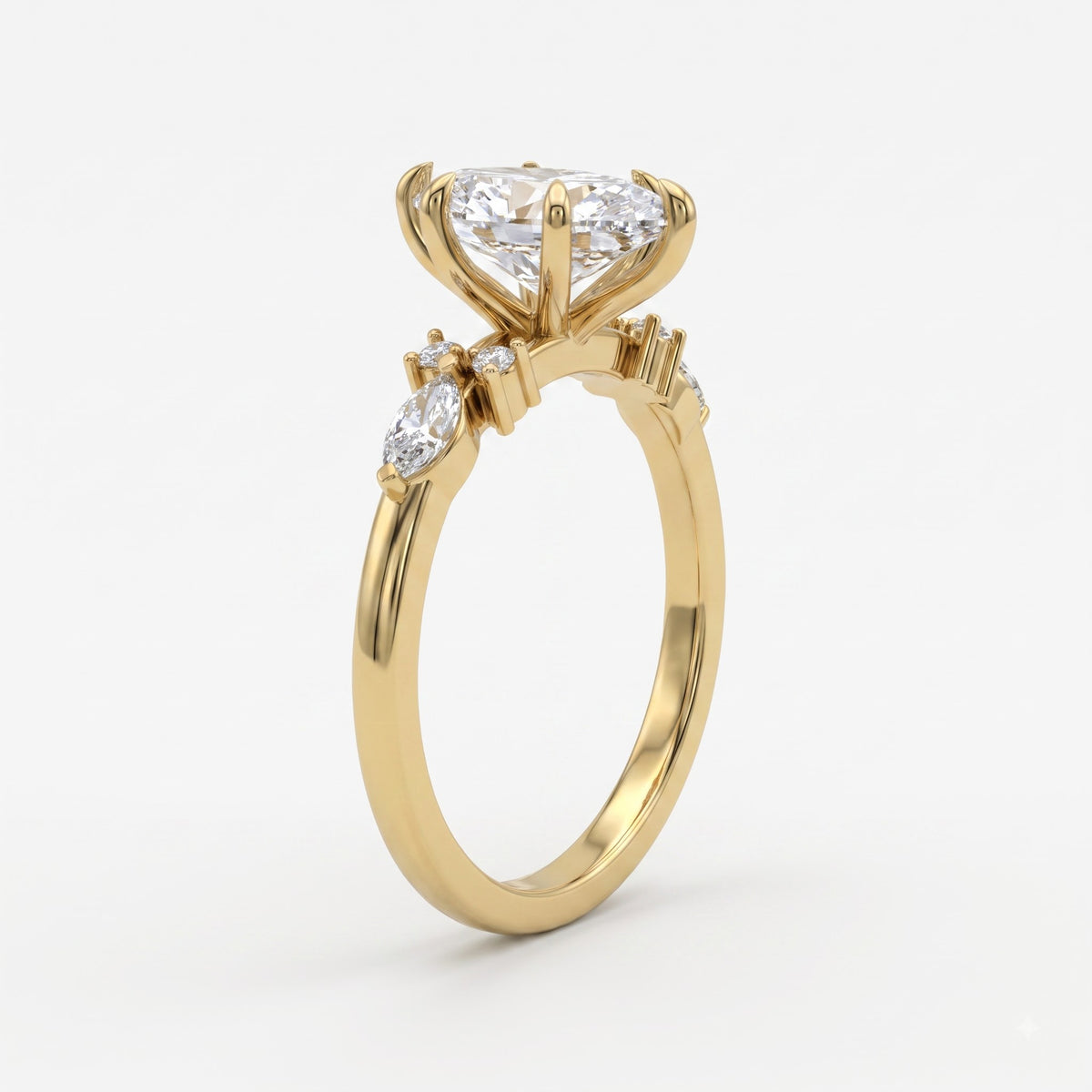 Celestia Aurelia Luxe Marquise Cut Diamond Side Stone Ring