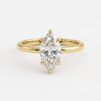 Elongated Marquise Diamond Solitaire Engagement Ring