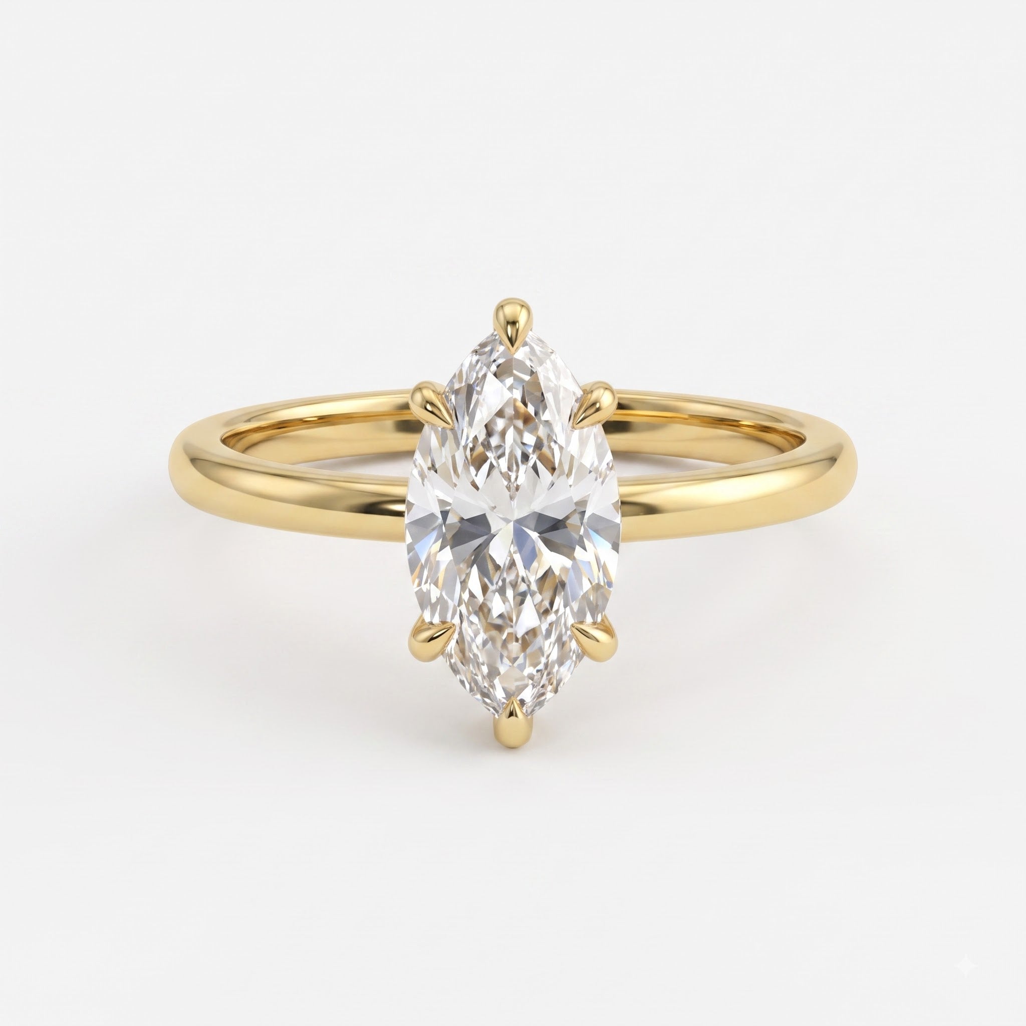 Elongated Marquise Diamond Solitaire Engagement Ring