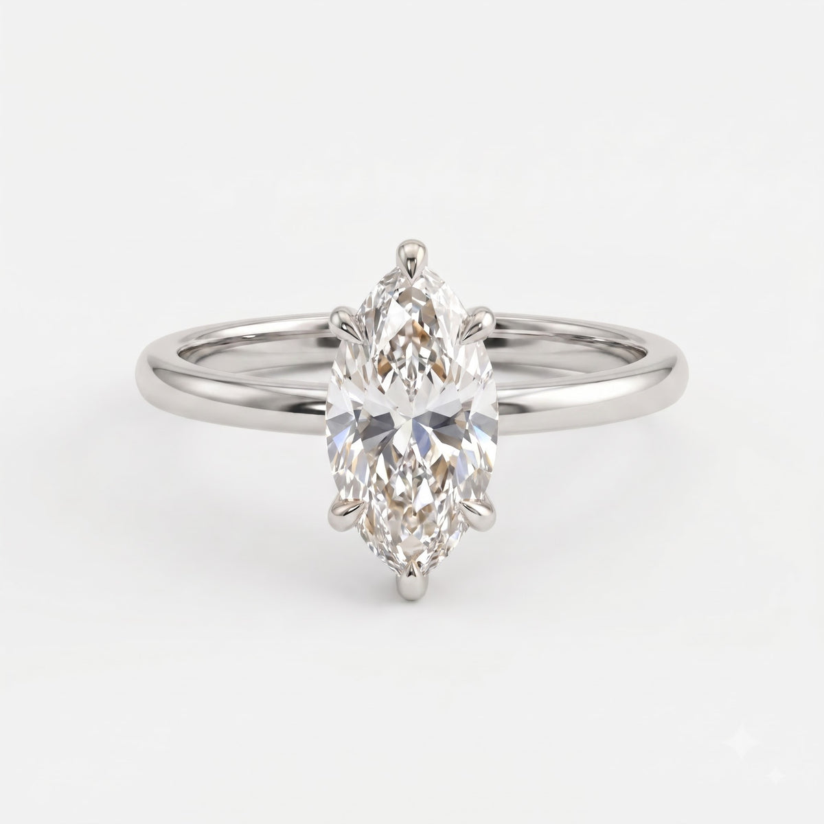 Elongated Marquise Diamond Solitaire Engagement Ring
