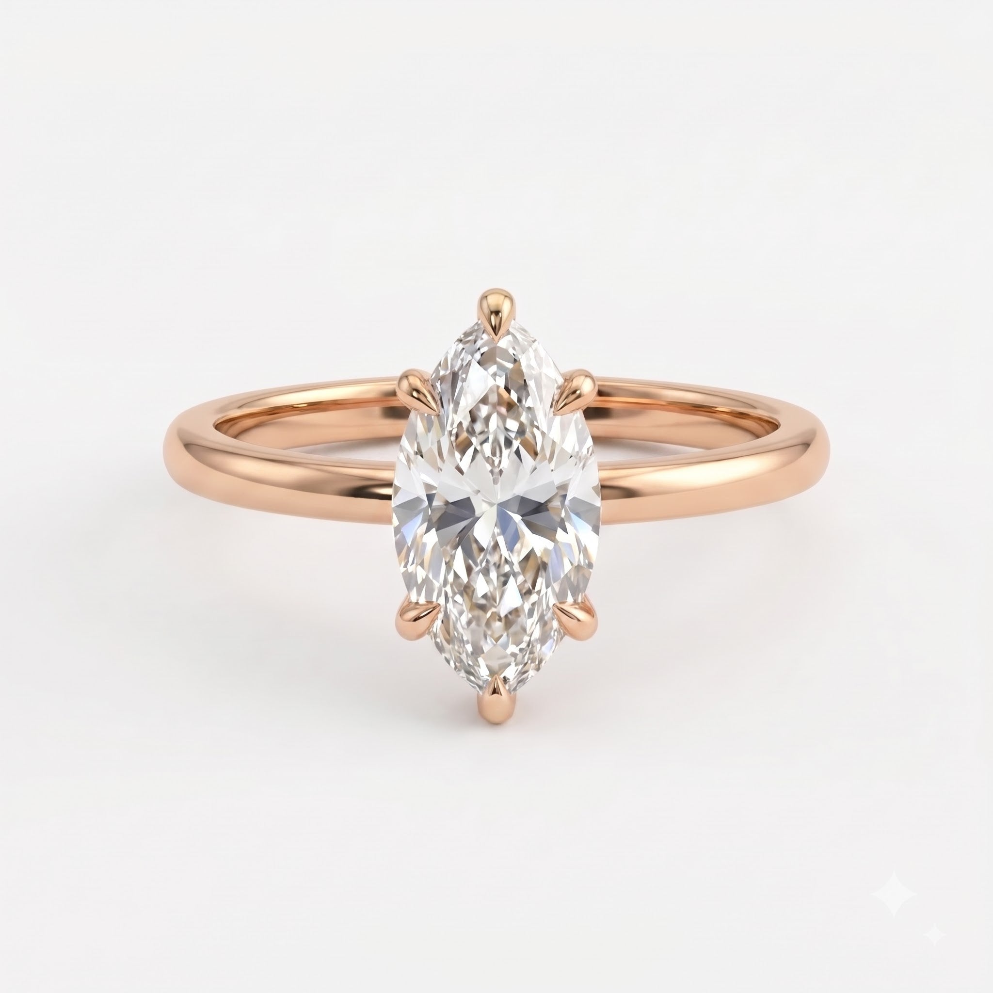 Elongated Marquise Diamond Solitaire Engagement Ring