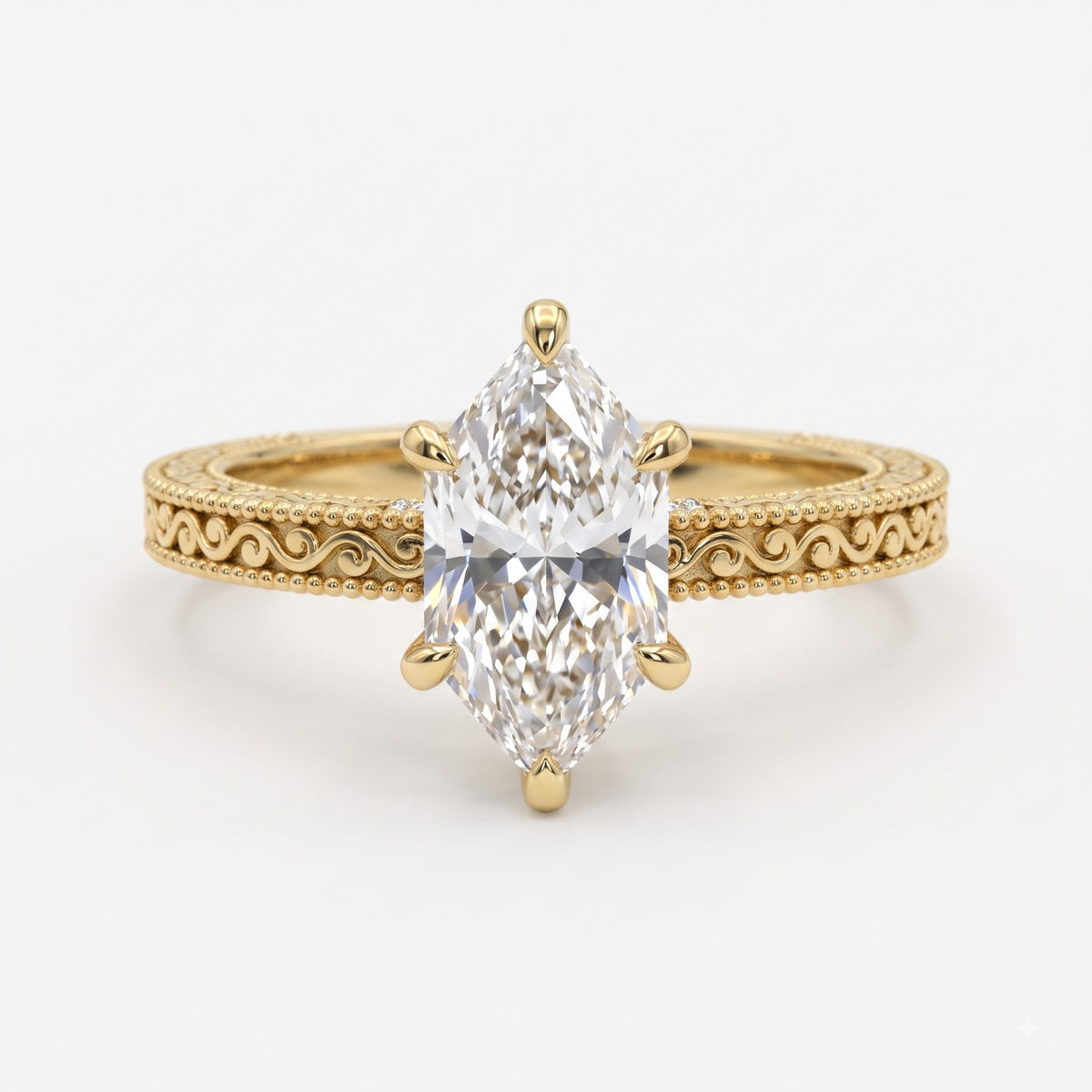 Valencia Vintage Dutch Marquise Diamond Hidden Halo Ring