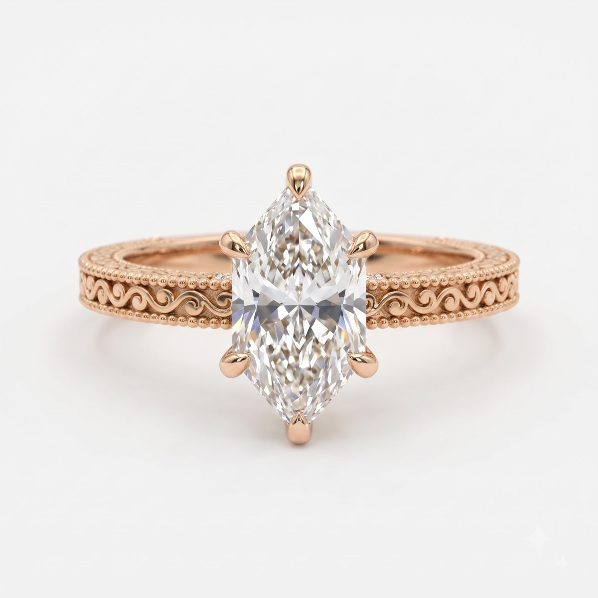 Valencia Vintage Dutch Marquise Diamond Hidden Halo Ring