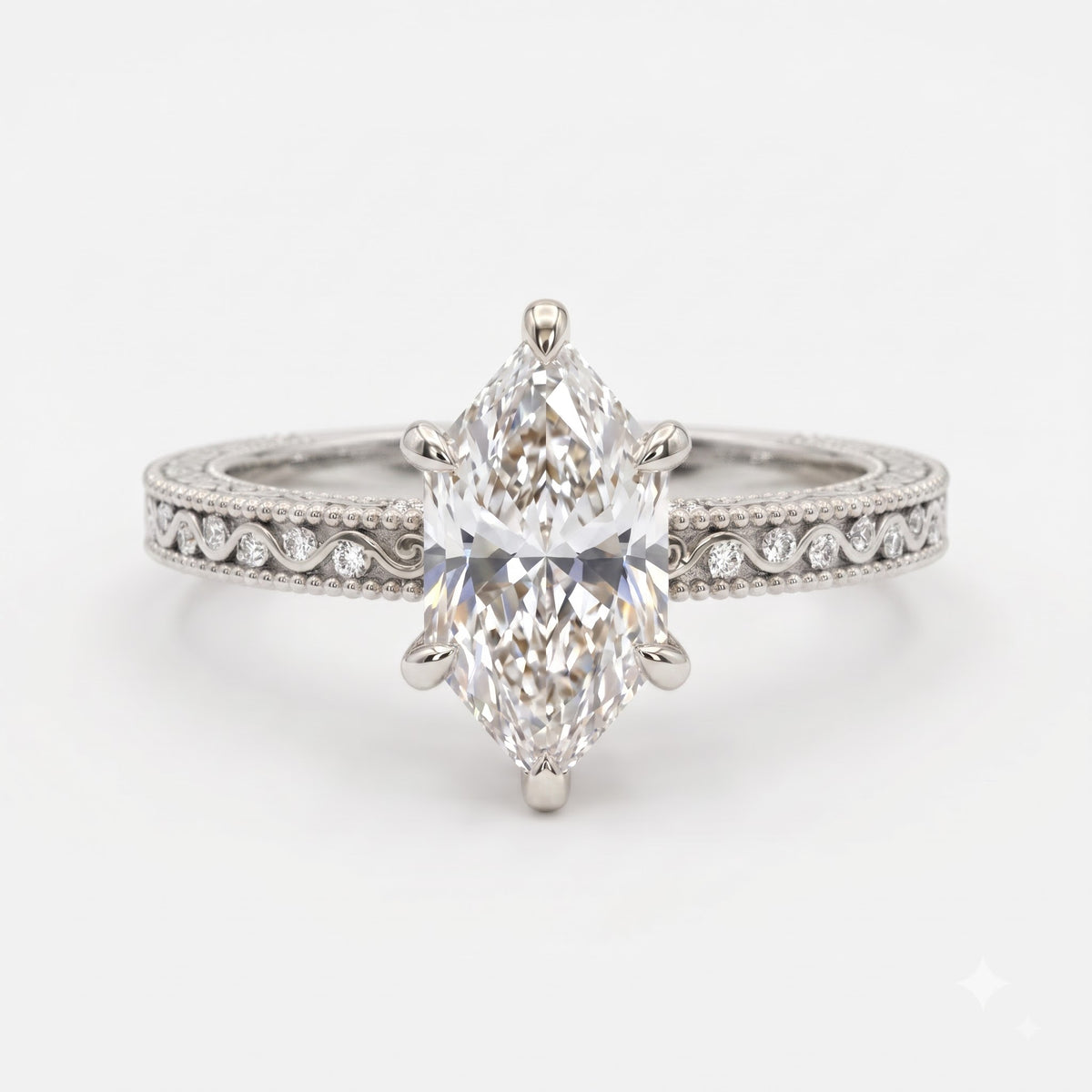 Valencia Vintage Dutch Marquise Diamond Hidden Halo Ring