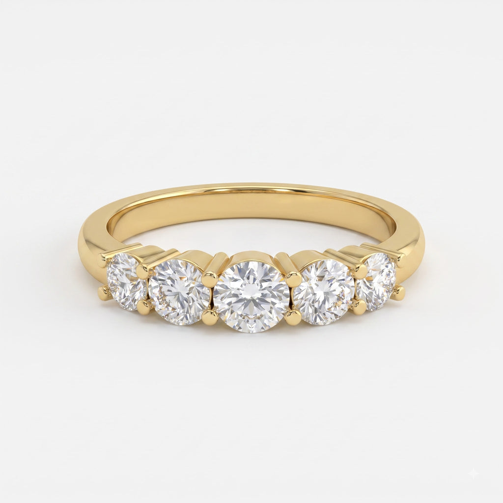 Modern 5 Stone Round Diamond Eternity Ring