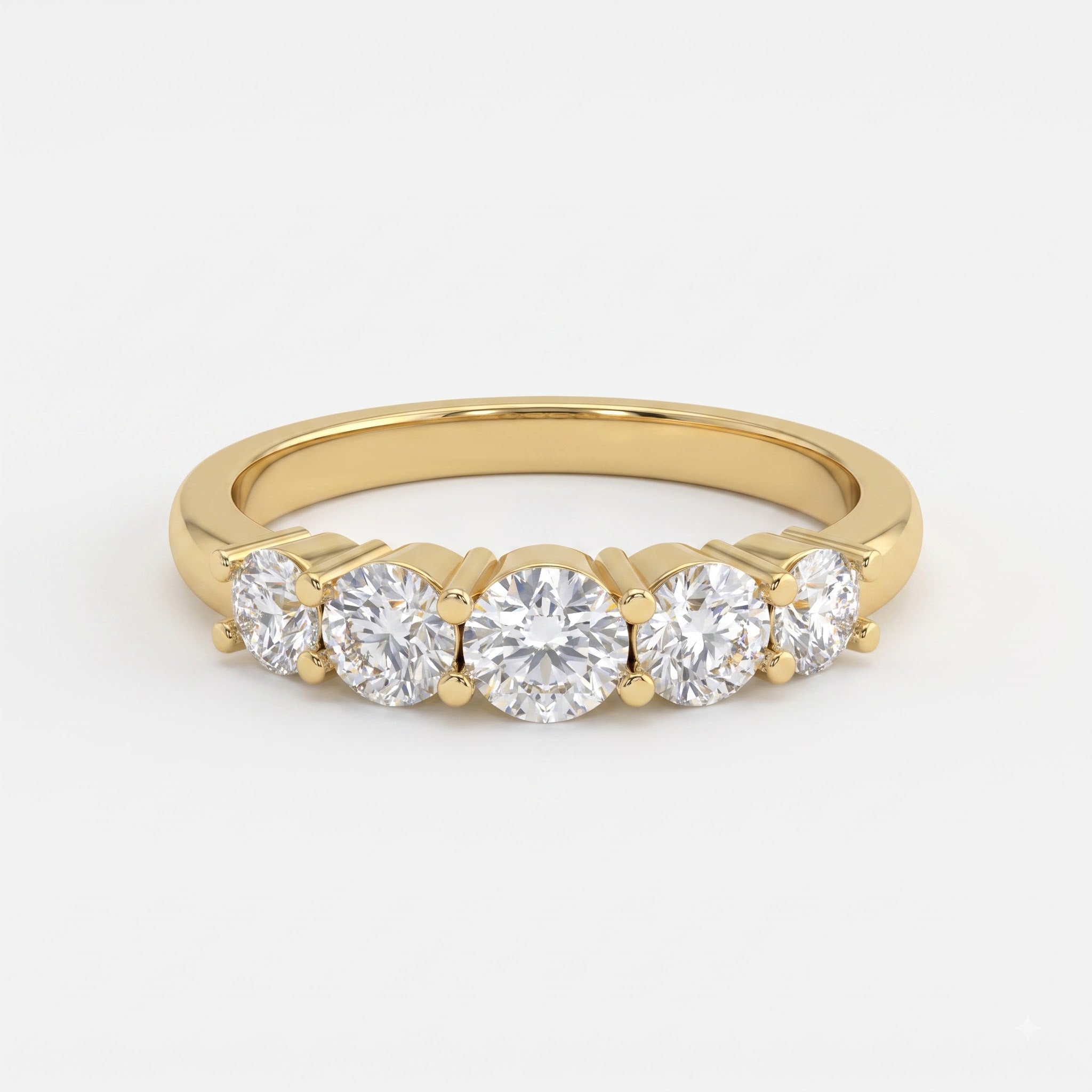 Modern 5 Stone Round Diamond Eternity Ring