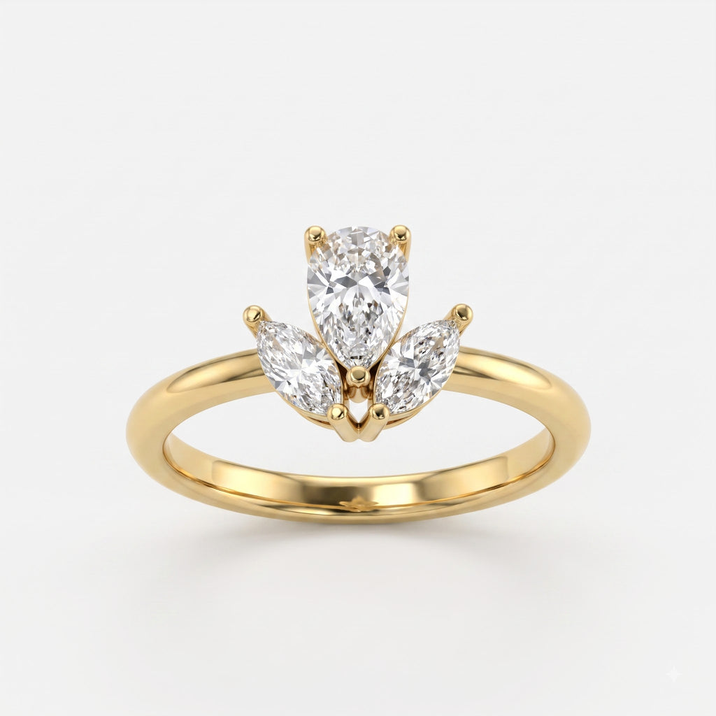 Pear-Cut Lab-Grown Diamond Floral Eternity Ring