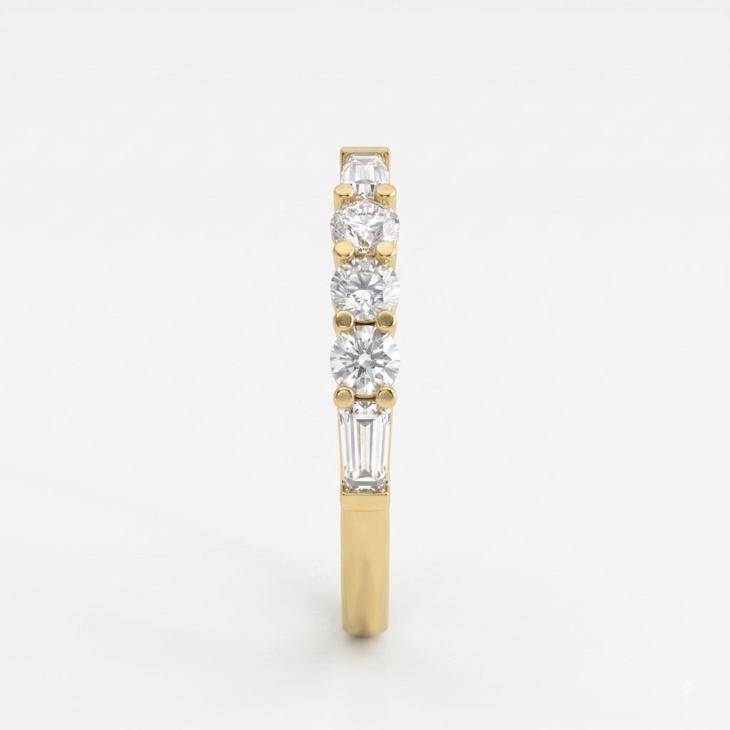 Modern Luxury Round & Tapered Baguette Diamond Eternity Band