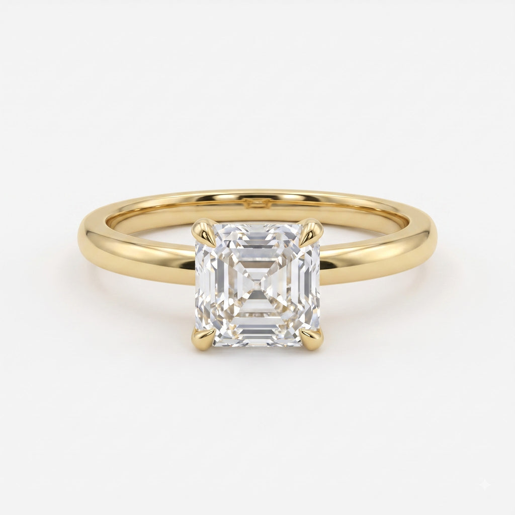 Aurelia Asscher Cut Diamond Solitaire Engagement Ring