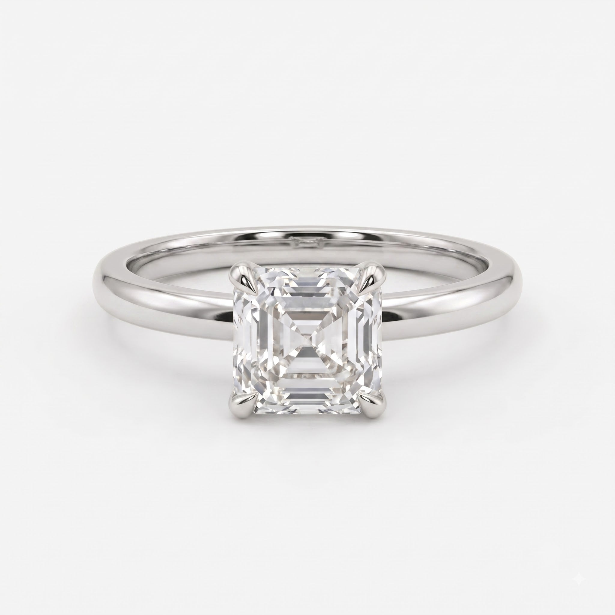 Aurelia Asscher Cut Diamond Solitaire Engagement Ring