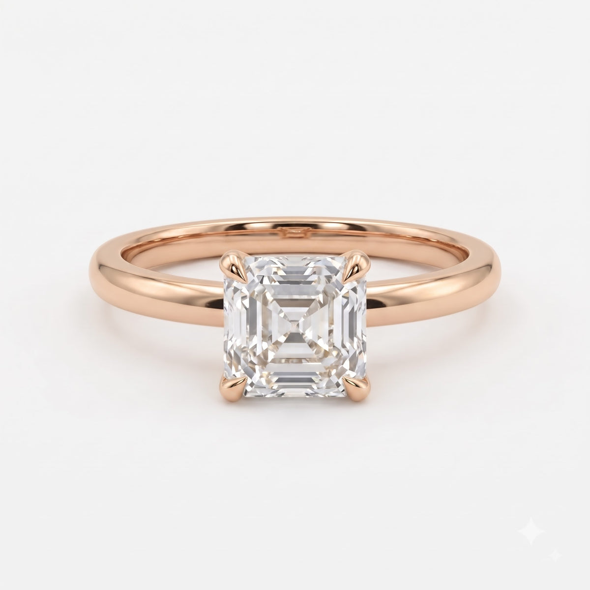 Aurelia Asscher Cut Diamond Solitaire Engagement Ring