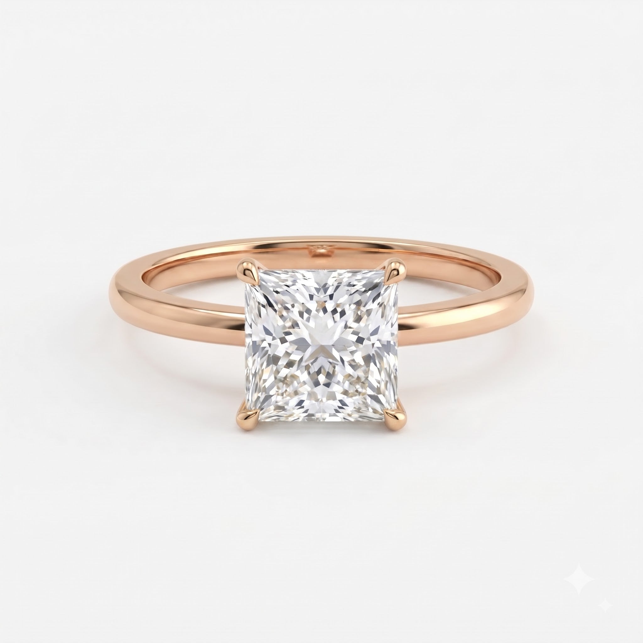 Modern Princess Cut Diamond Solitaire Engagement Ring