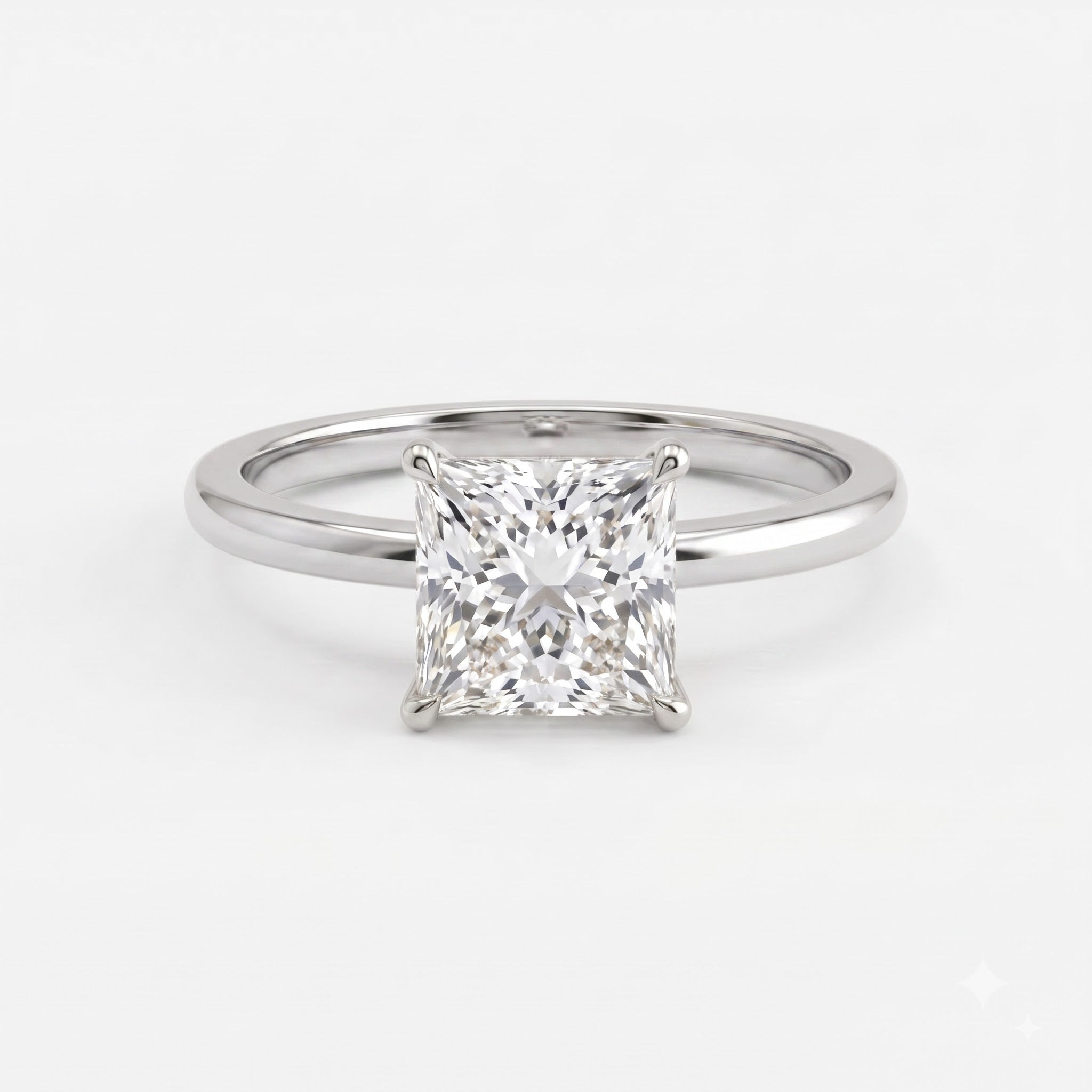 Modern Princess Cut Diamond Solitaire Engagement Ring