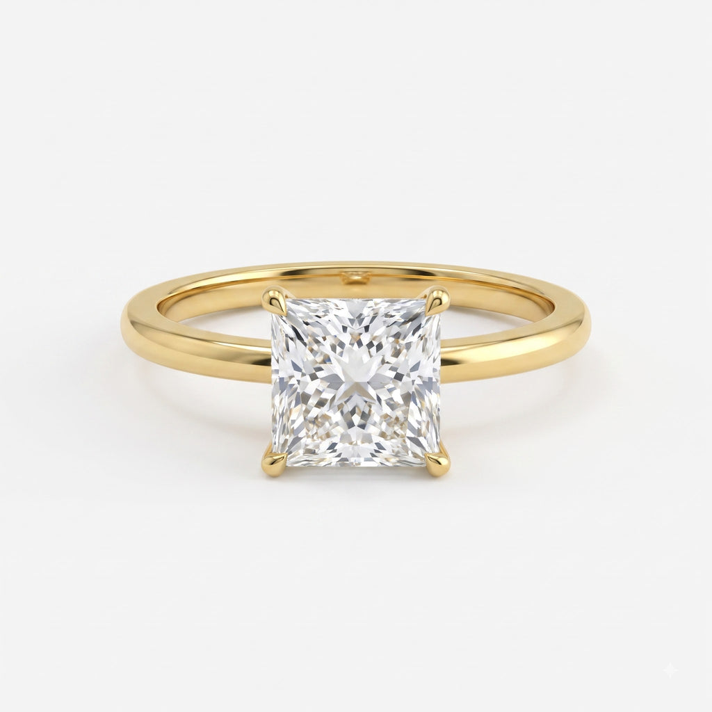 Modern Princess Cut Diamond Solitaire Engagement Ring