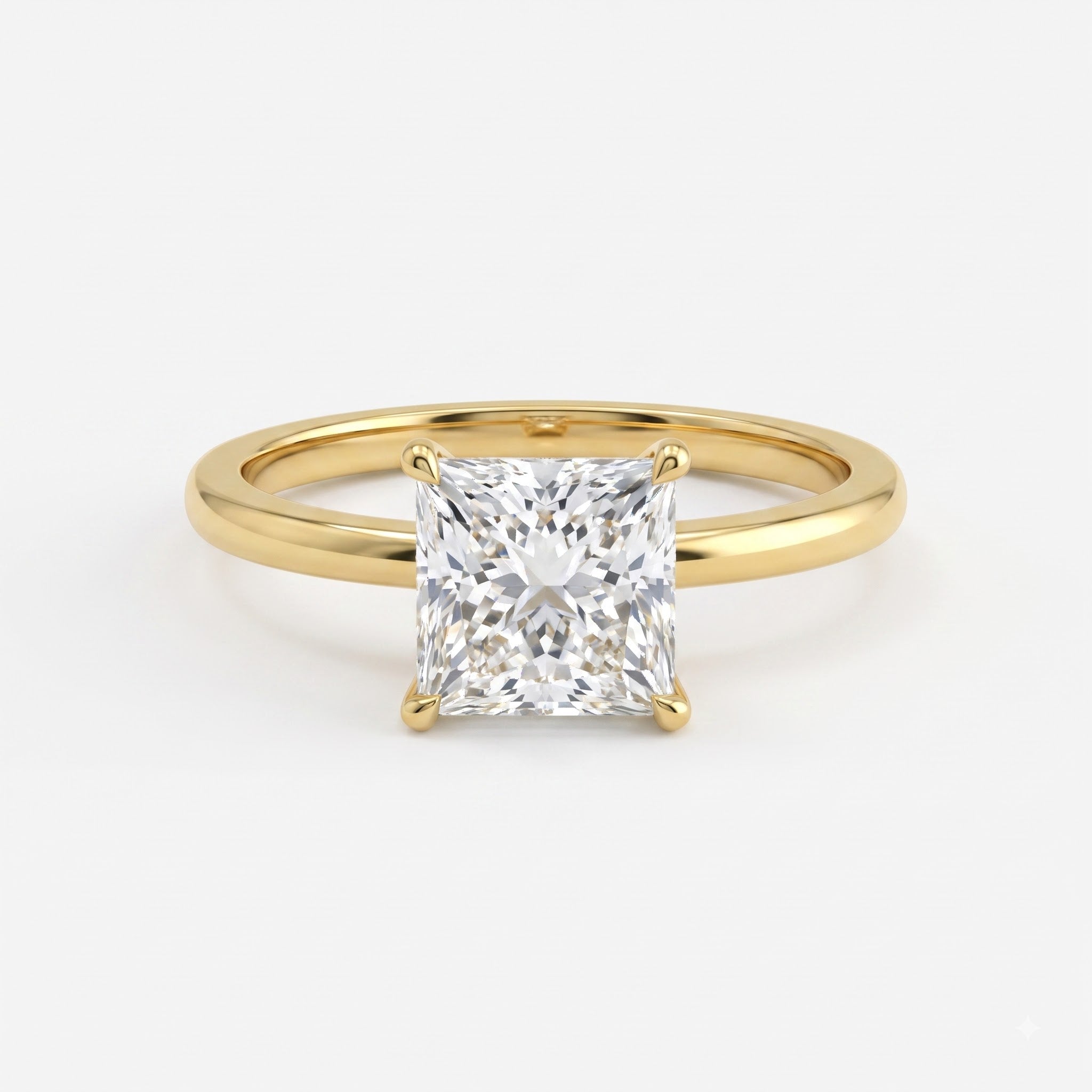 Modern Princess Cut Diamond Solitaire Engagement Ring