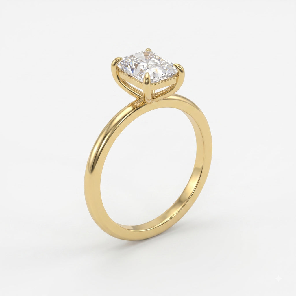 Modern Radiant-cut diamond solitaire Engagement ring