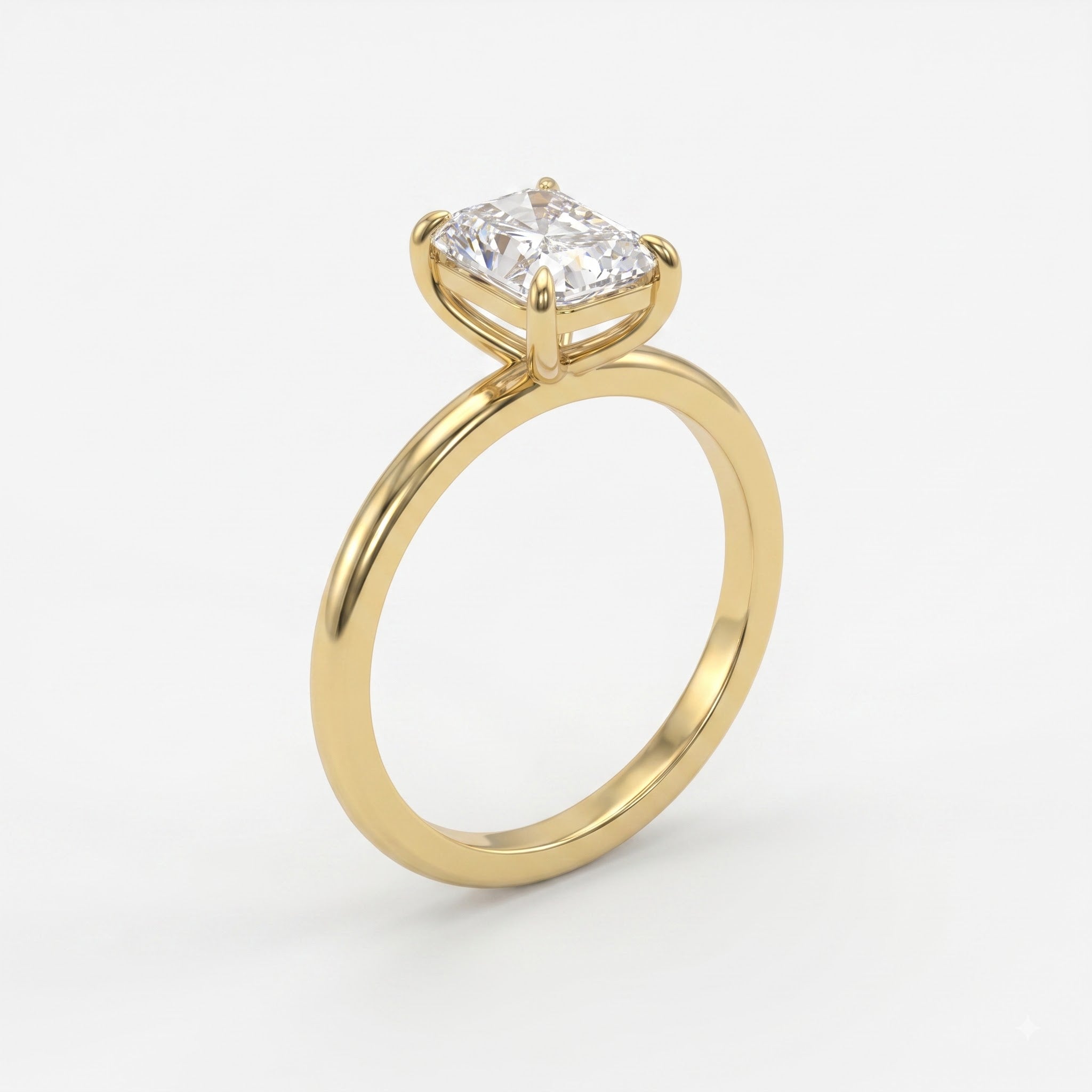 Modern Radiant-cut diamond solitaire Engagement ring