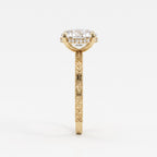 Aurelia Élan Oval-Cut Vintage Scrollwork Hidden Halo Ring