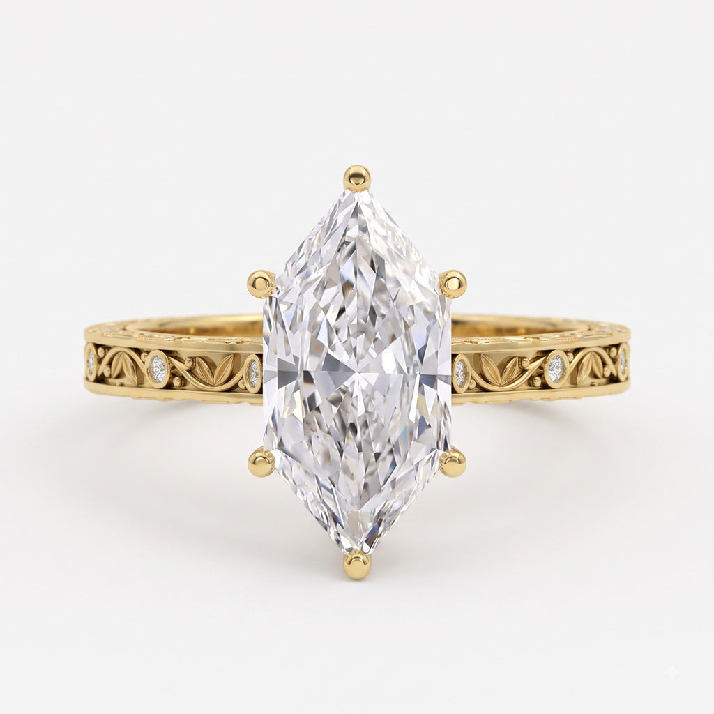 Élan Fleur Dutch Marquise Diamond Botanical Vintage Ring