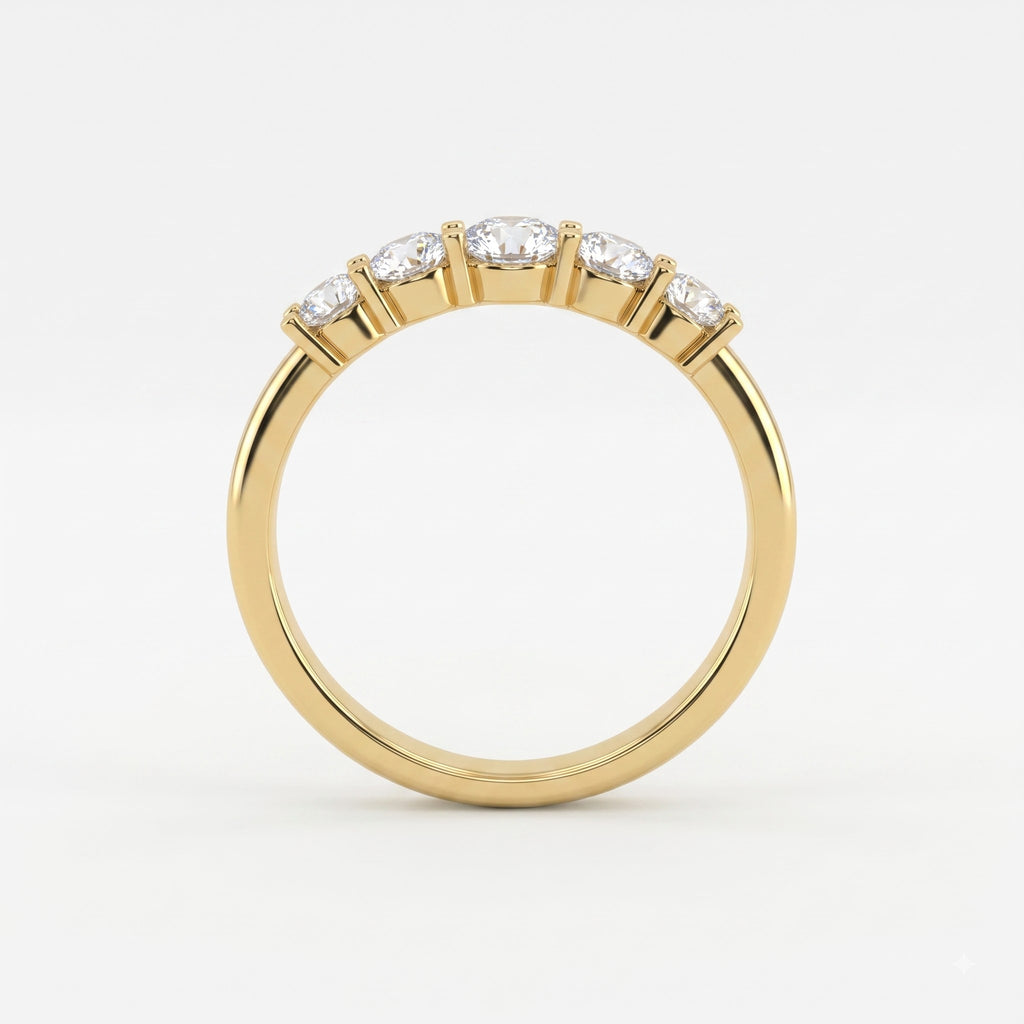 Modern 5 Stone Round Diamond Eternity Ring