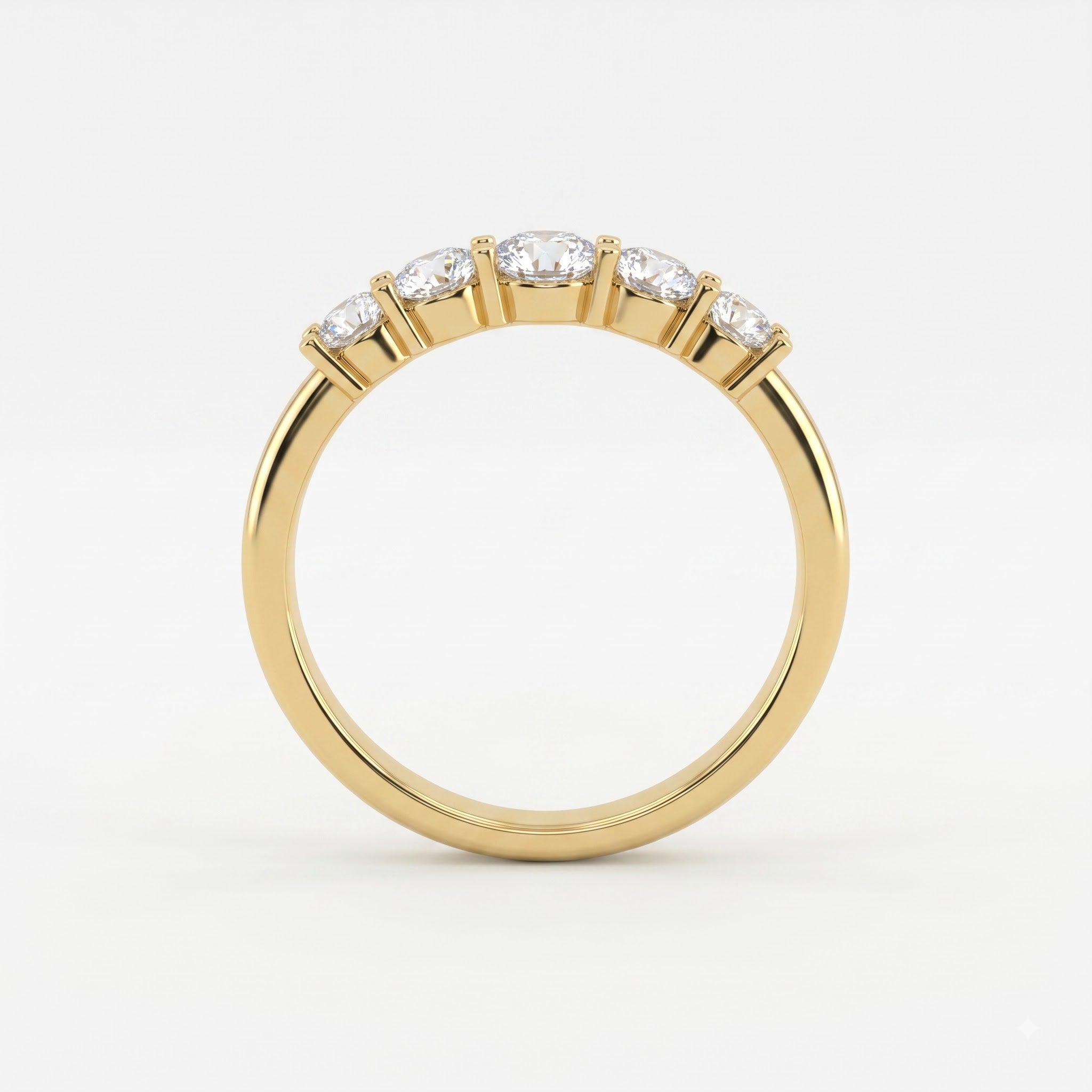 Modern 5 Stone Round Diamond Eternity Ring