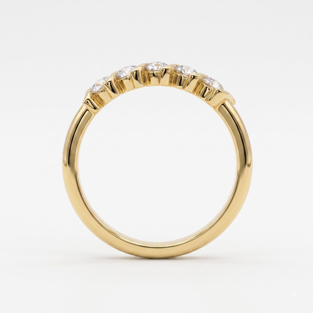 Modern Round Diamond Wave Setting Eternity Ring