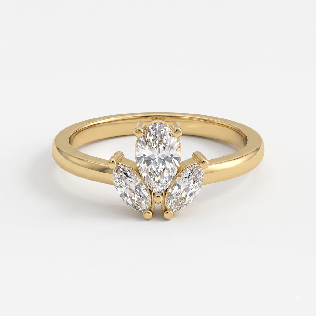 Pear-Cut Lab-Grown Diamond Floral Eternity Ring