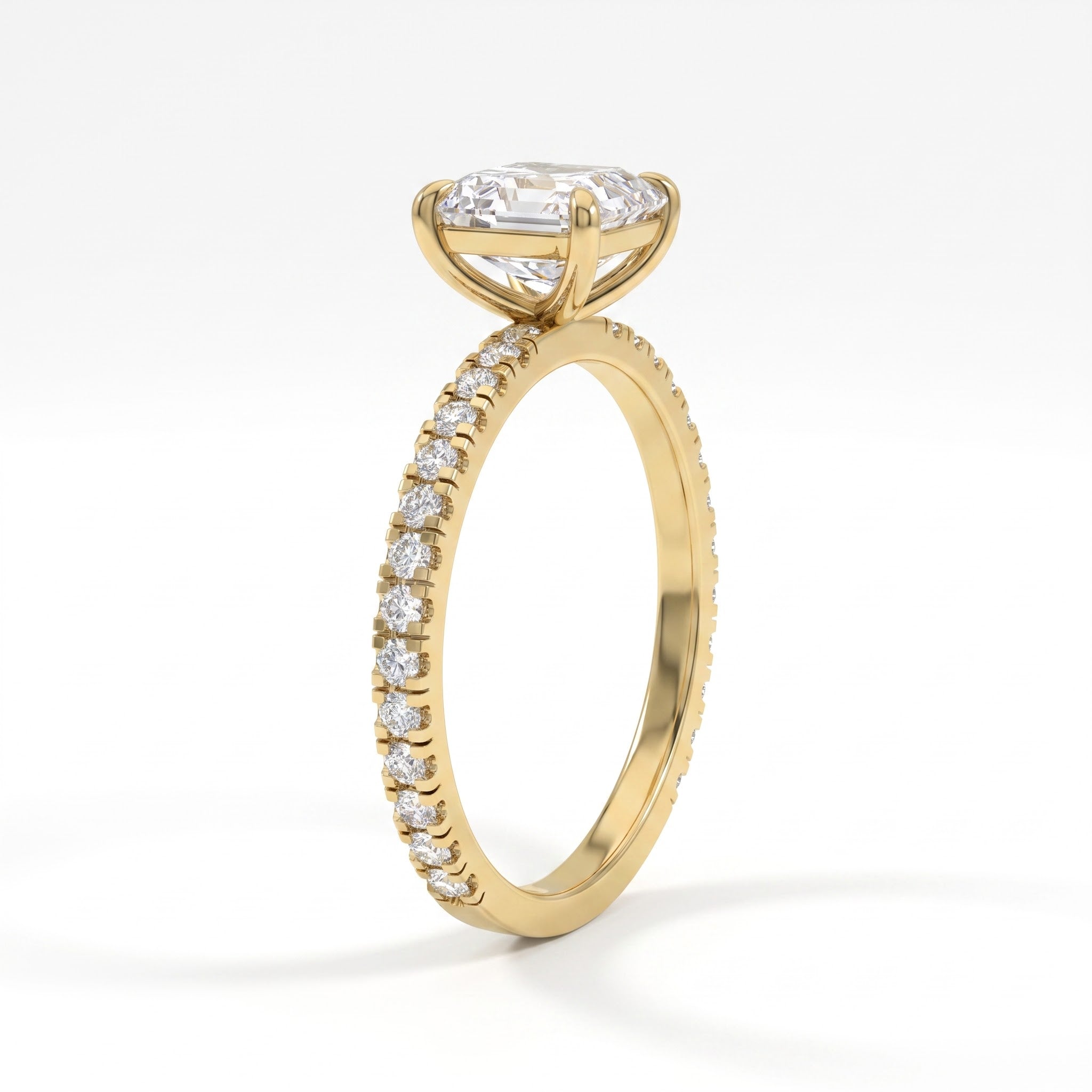 Modern Ascher Cut Lab Diamond Solitaire Engagement Ring