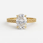 Aurelia Élan Oval-Cut Vintage Scrollwork Hidden Halo Ring