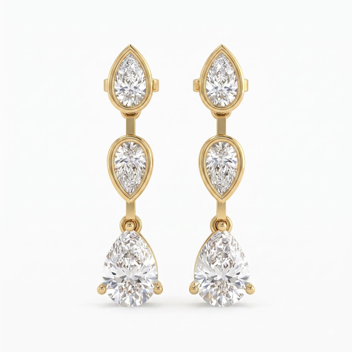 Luxury Pear Cut Three Stone Drop & Dangle Earrings