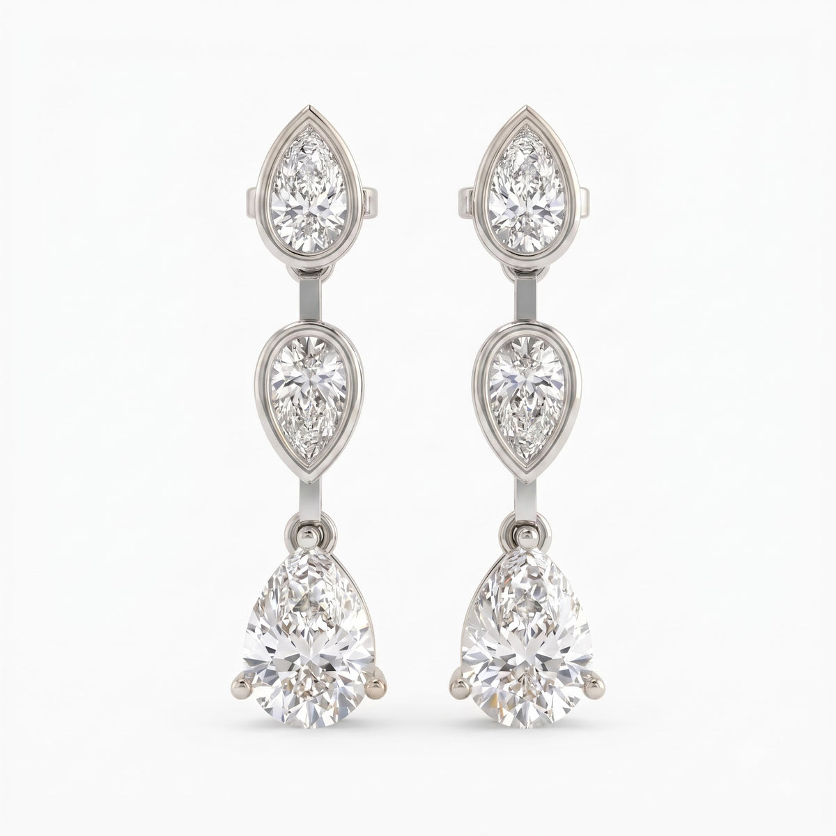 Luxury Pear Cut Three Stone Drop & Dangle Earrings