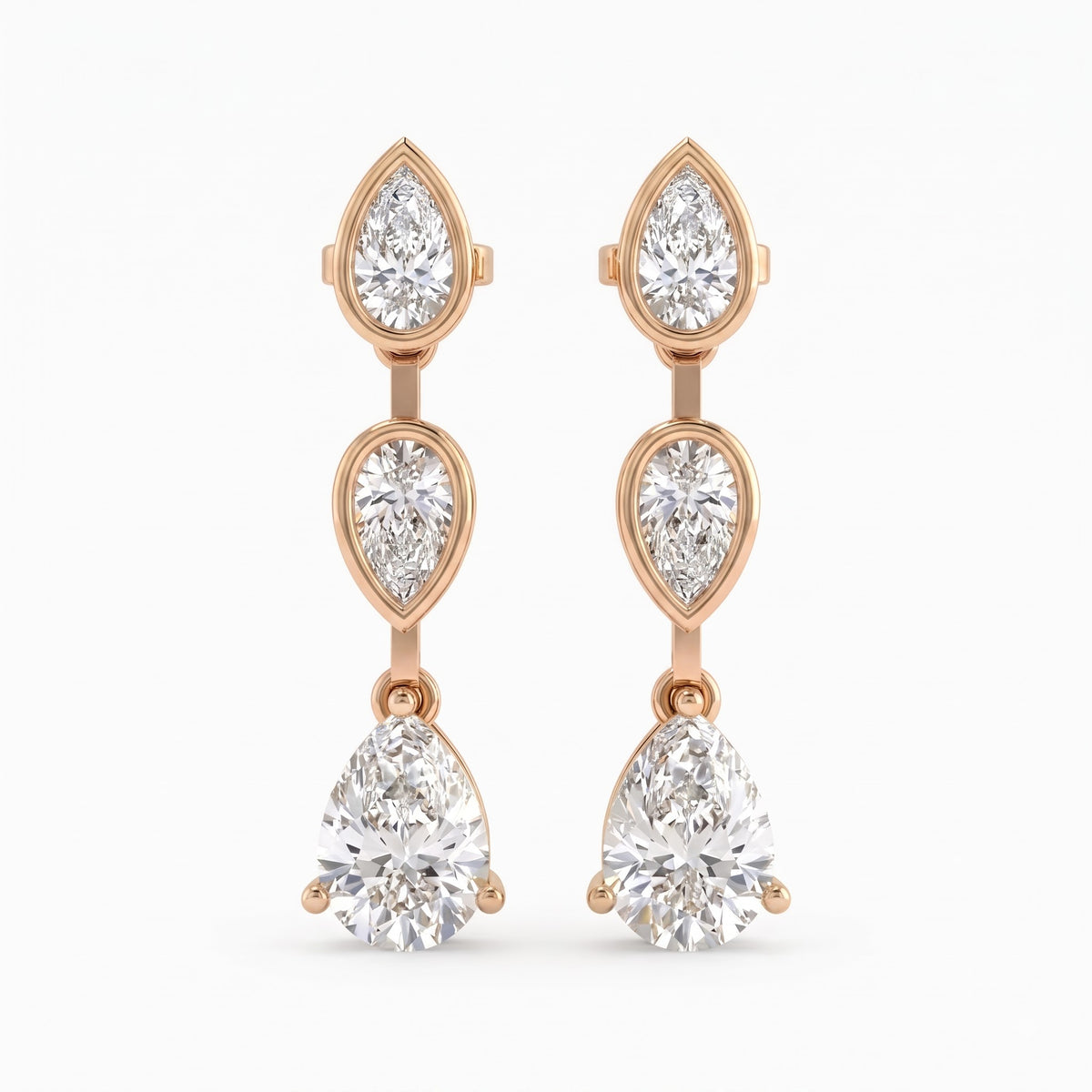 Luxury Pear Cut Three Stone Drop & Dangle Earrings
