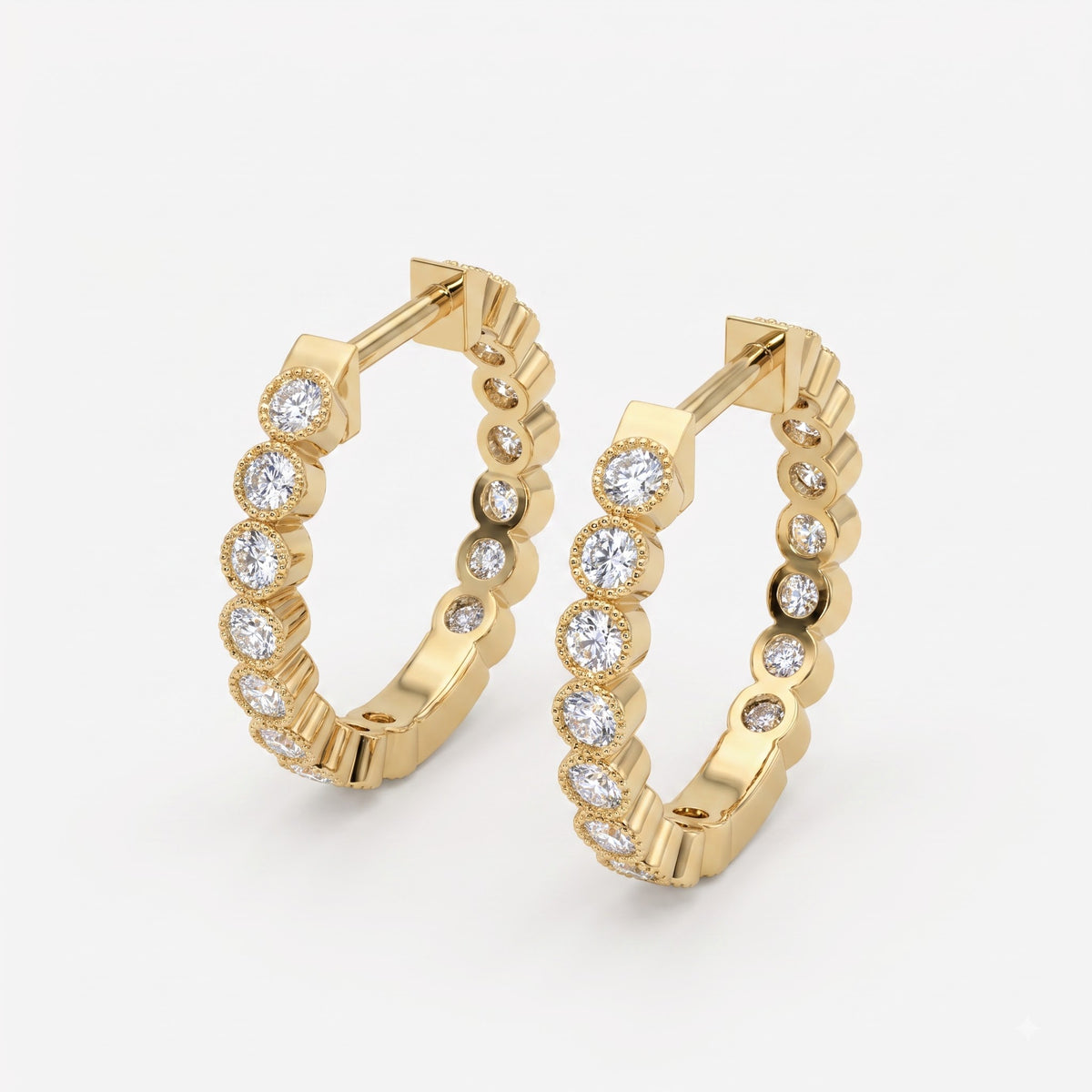 Aureline Brilliant Round Diamond Hoops Earrings