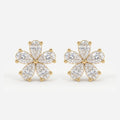 Pear Shape Diamond Flower Stud Fashion Earrings