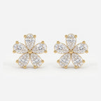 Pear Shape Diamond Flower Stud Fashion Earrings