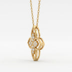 Celestia Bloom Round Diamond Floral Pendant Necklace