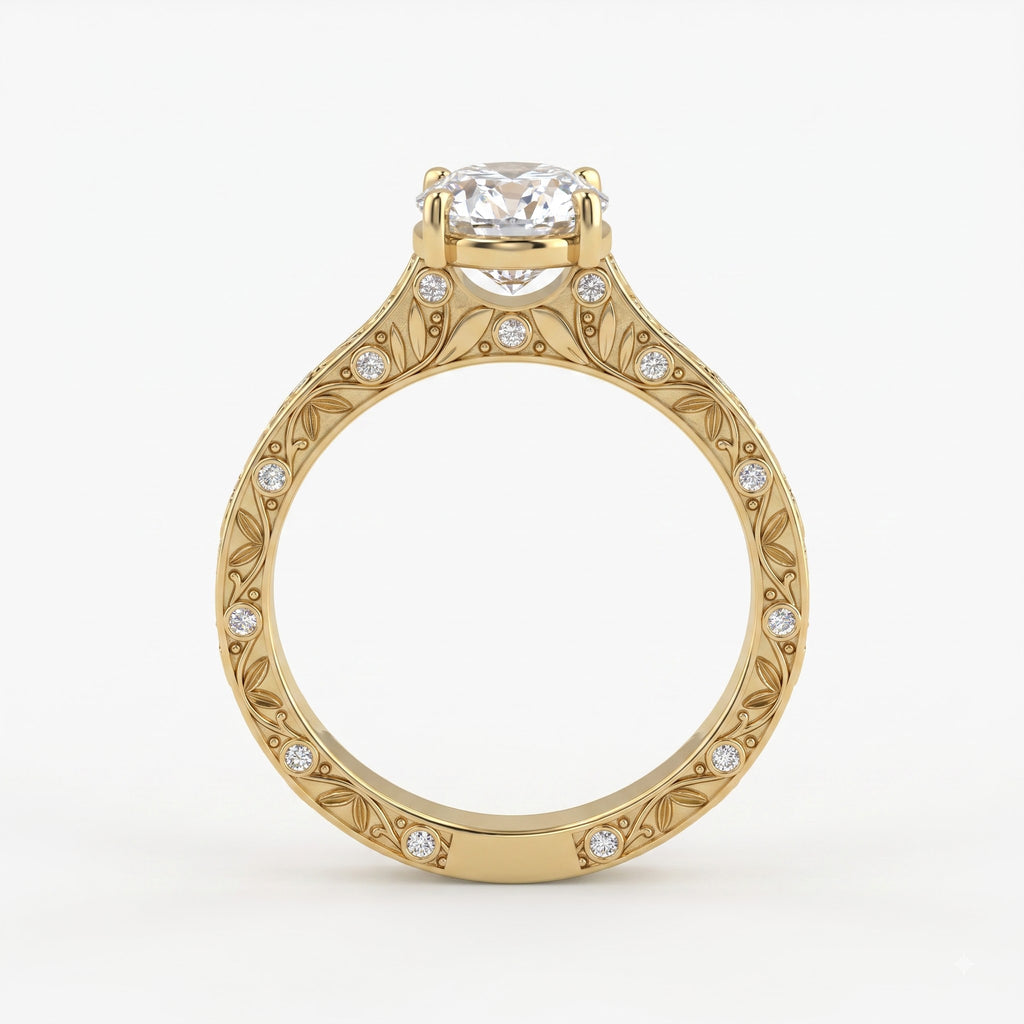 Aurelia Élan Oval Diamond Filigree Vintage Ring