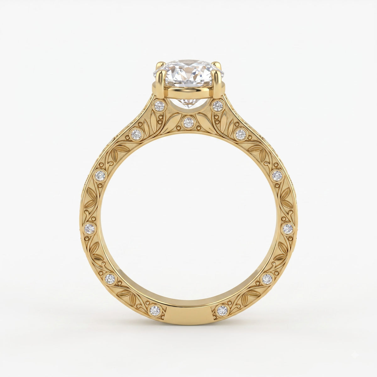 Aurelia Élan Oval Diamond Filigree Vintage Ring