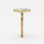 The Botanical Leaf Motif Engraved Marquise Diamond Vintage Ring