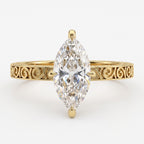 The Royal Reverie Ornate Marquise Diamond Hidden halo Ring