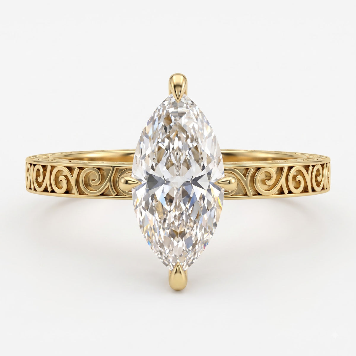 The Royal Reverie Ornate Marquise Diamond Hidden halo Ring