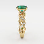 Modern Green Oval Diamond Vintage Inspired Ring