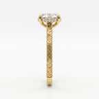 Vintage Inspired Long Cushion Cut Diamond Hidden Halo Ring